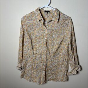 The Limited Womens floral petite print 100% cotton blouse size L